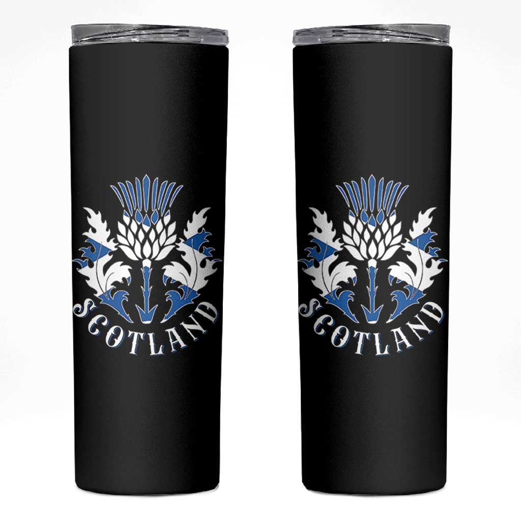 Scotland Thistle Floral Emblem Skinny Tumbler Stylized Gothic Heraldry Scottish Heritage Pride