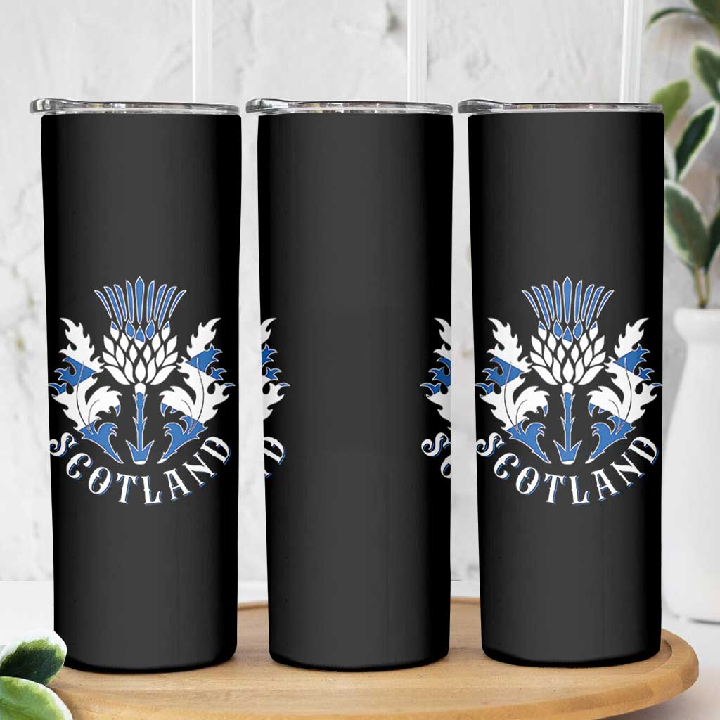 Scotland Thistle Floral Emblem Skinny Tumbler Stylized Gothic Heraldry Scottish Heritage Pride