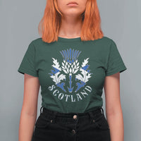 Scotland Thistle Floral Emblem T Shirt For Women Stylized Gothic Heraldry Scottish Heritage Pride