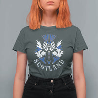 Scotland Thistle Floral Emblem T Shirt For Women Stylized Gothic Heraldry Scottish Heritage Pride