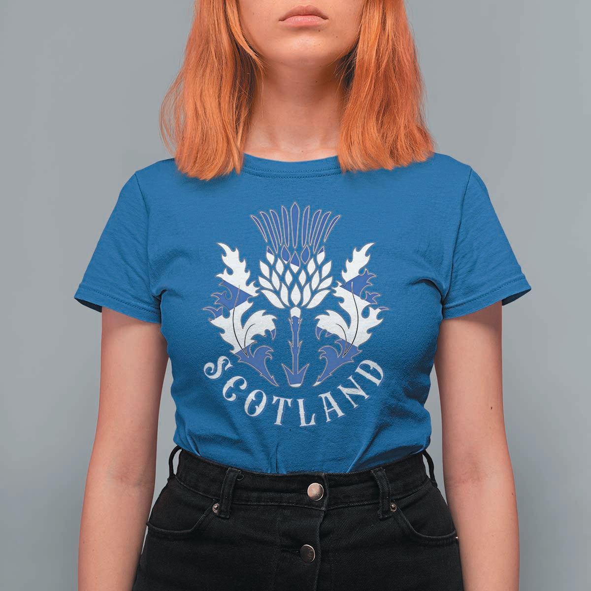 Scotland Thistle Floral Emblem T Shirt For Women Stylized Gothic Heraldry Scottish Heritage Pride