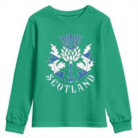 Scotland Thistle Floral Emblem Youth Sweatshirt Stylized Gothic Heraldry Scottish Heritage Pride