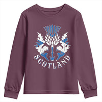 Scotland Thistle Floral Emblem Youth Sweatshirt Stylized Gothic Heraldry Scottish Heritage Pride