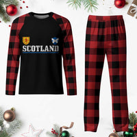 Scotland Dual Crest Lion Rampant Shield Saltire Flag Plaid Pajama Set Football Fans Match Day