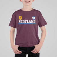 Scotland Dual Crest Lion Rampant Shield Saltire Flag T Shirt For Kid Football Fans Match Day