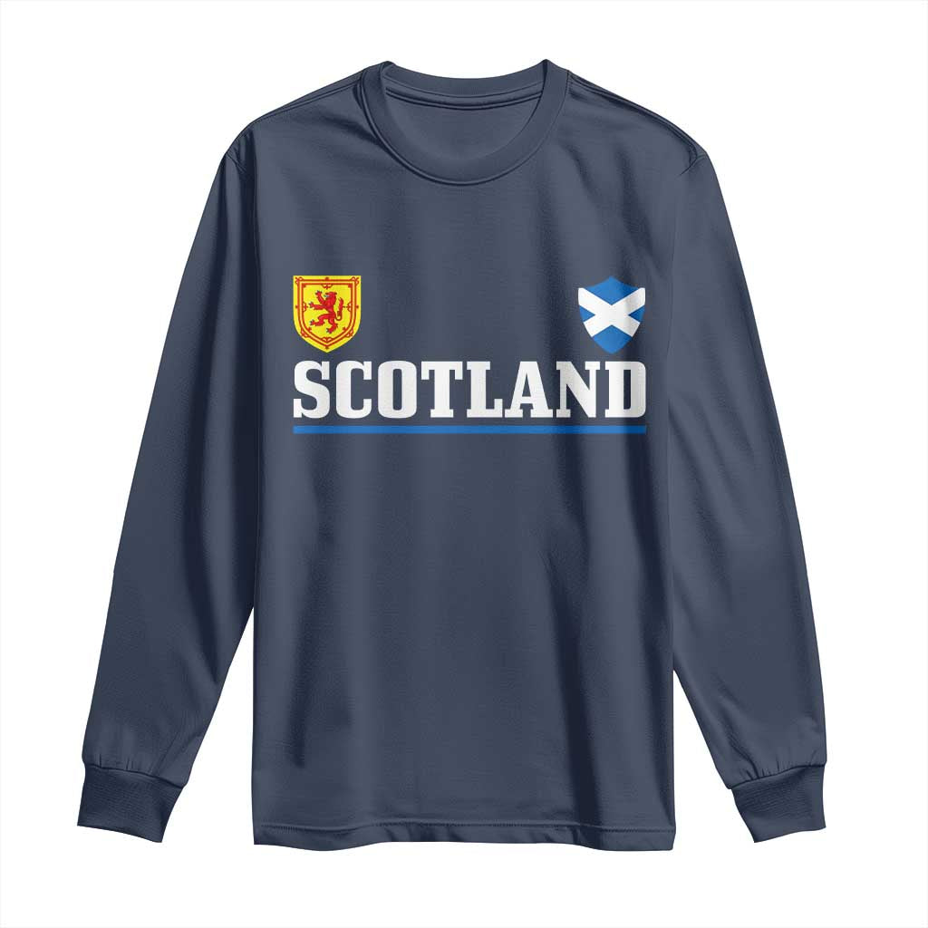 Scotland Dual Crest Lion Rampant Shield Saltire Flag Long Sleeve Shirt Football Fans Match Day