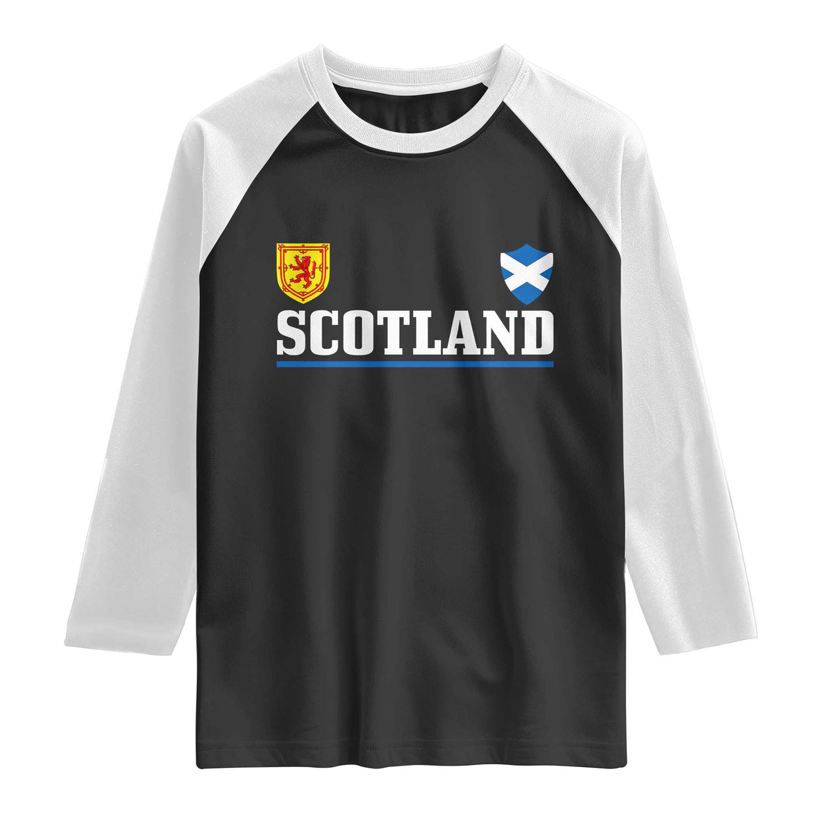 Scotland Dual Crest Lion Rampant Shield Saltire Flag Raglan Shirt Football Fans Match Day