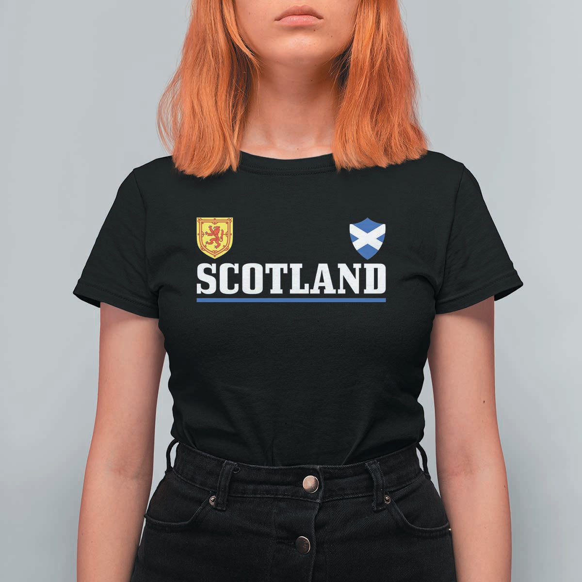Scotland Dual Crest Lion Rampant Shield Saltire Flag T Shirt For Women Football Fans Match Day