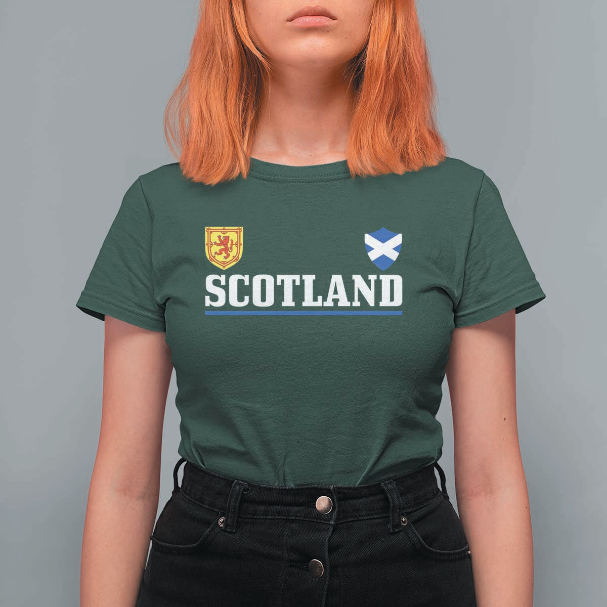 Scotland Dual Crest Lion Rampant Shield Saltire Flag T Shirt For Women Football Fans Match Day