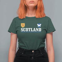 Scotland Dual Crest Lion Rampant Shield Saltire Flag T Shirt For Women Football Fans Match Day