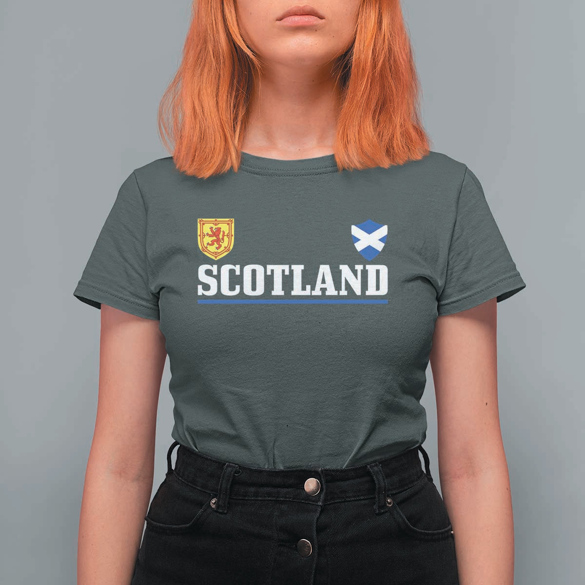 Scotland Dual Crest Lion Rampant Shield Saltire Flag T Shirt For Women Football Fans Match Day