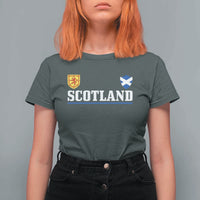 Scotland Dual Crest Lion Rampant Shield Saltire Flag T Shirt For Women Football Fans Match Day