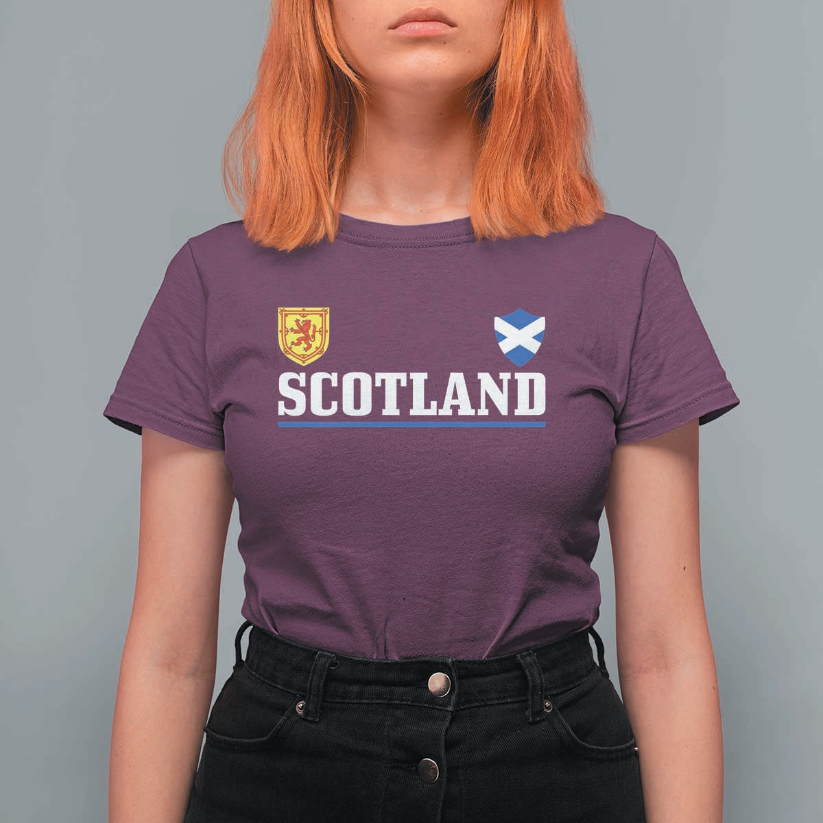 Scotland Dual Crest Lion Rampant Shield Saltire Flag T Shirt For Women Football Fans Match Day