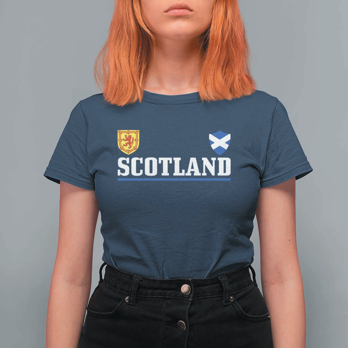 Scotland Dual Crest Lion Rampant Shield Saltire Flag T Shirt For Women Football Fans Match Day