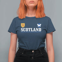 Scotland Dual Crest Lion Rampant Shield Saltire Flag T Shirt For Women Football Fans Match Day