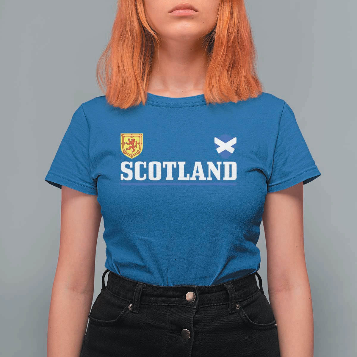 Scotland Dual Crest Lion Rampant Shield Saltire Flag T Shirt For Women Football Fans Match Day