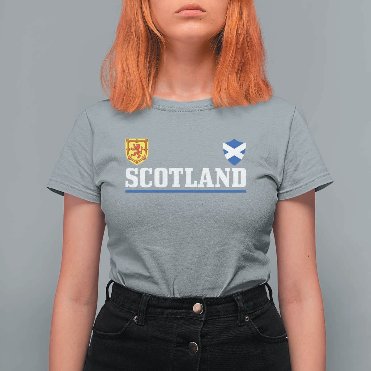 Scotland Dual Crest Lion Rampant Shield Saltire Flag T Shirt For Women Football Fans Match Day