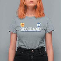Scotland Dual Crest Lion Rampant Shield Saltire Flag T Shirt For Women Football Fans Match Day