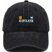 Scotland Dual Crest Lion Rampant Shield Saltire Flag Washed Cotton Baseball Cap Football Fans Match Day