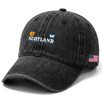 Scotland Dual Crest Lion Rampant Shield Saltire Flag Washed Cotton Baseball Cap Football Fans Match Day