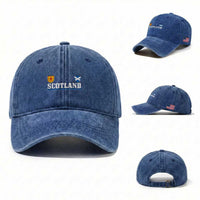 Scotland Dual Crest Lion Rampant Shield Saltire Flag Washed Cotton Baseball Cap Football Fans Match Day