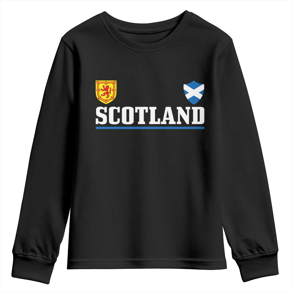 Scotland Dual Crest Lion Rampant Shield Saltire Flag Youth Sweatshirt Football Fans Match Day
