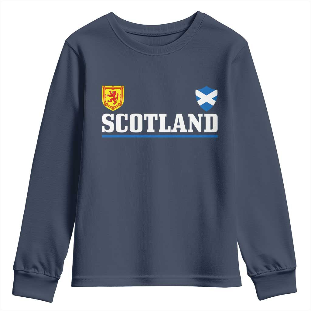 Scotland Dual Crest Lion Rampant Shield Saltire Flag Youth Sweatshirt Football Fans Match Day