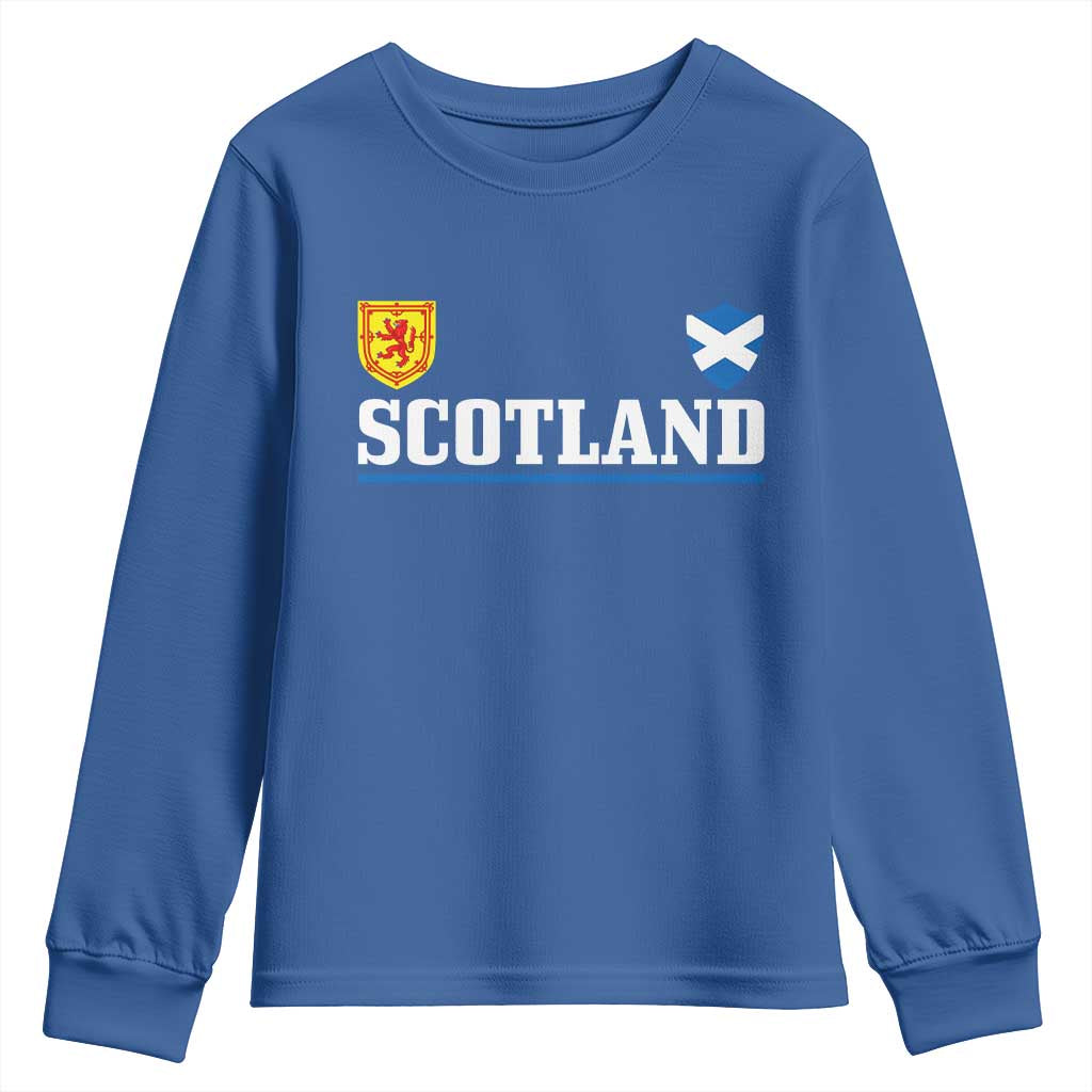 Scotland Dual Crest Lion Rampant Shield Saltire Flag Youth Sweatshirt Football Fans Match Day