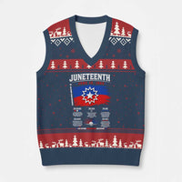 Educational Juneteenth Flag Symbolism Infographic V-Neck Knit Sweater Vest Freedom Day June 19 1865 History Meaning