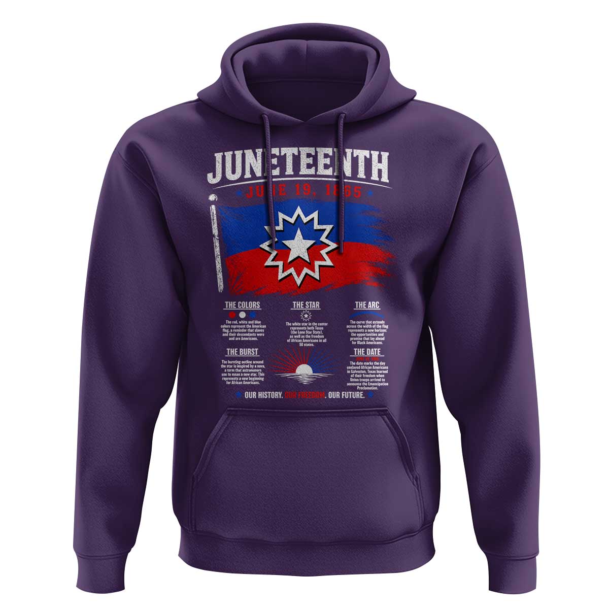 Educational Juneteenth Flag Symbolism Infographic Hoodie Freedom Day June 19 1865 History Meaning