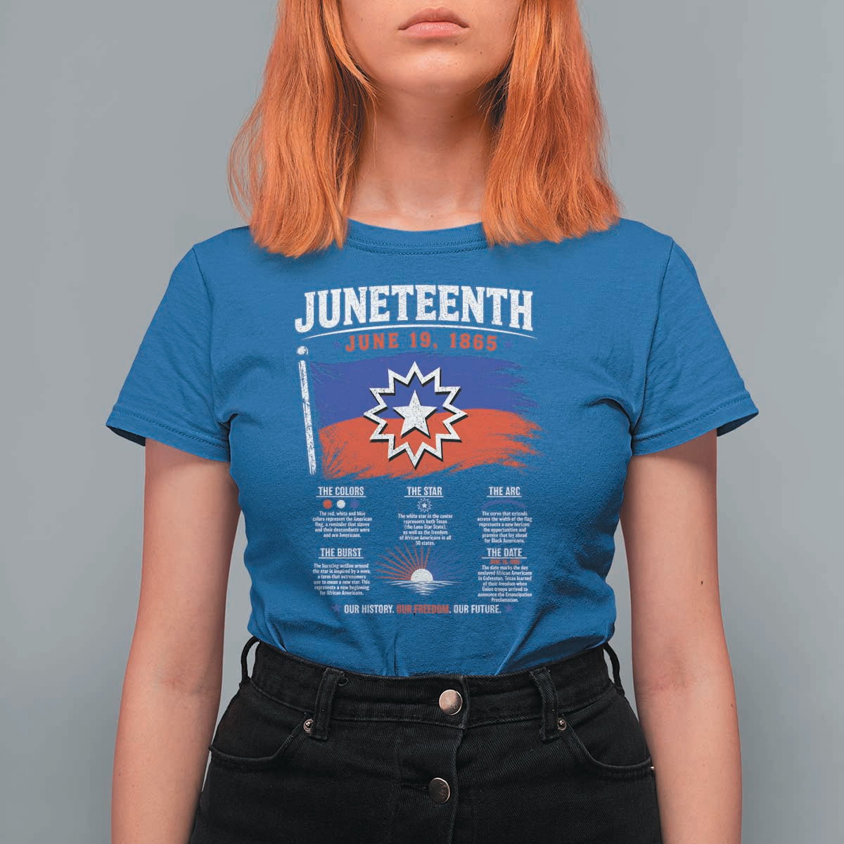 Educational Juneteenth Flag Symbolism Infographic T Shirt For Women Freedom Day June 19 1865 History Meaning