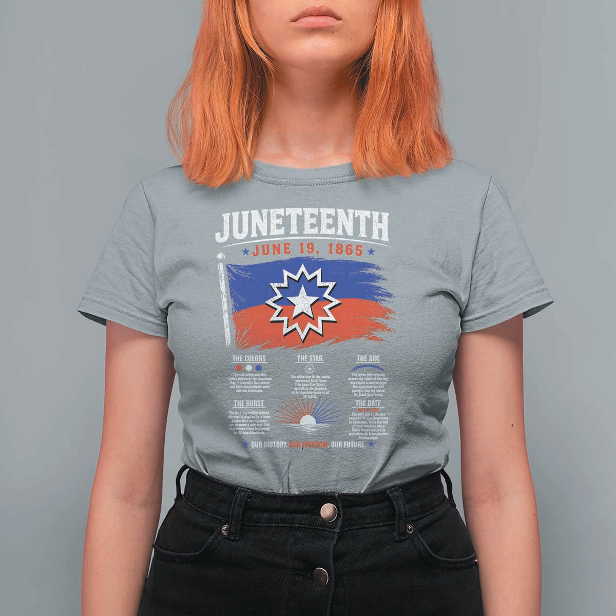 Educational Juneteenth Flag Symbolism Infographic T Shirt For Women Freedom Day June 19 1865 History Meaning