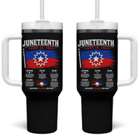 Educational Juneteenth Flag Symbolism Infographic Tumbler With Handle Freedom Day June 19 1865 History Meaning