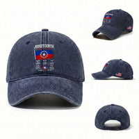 Educational Juneteenth Flag Symbolism Infographic Washed Cotton Baseball Cap Freedom Day June 19 1865 History Meaning