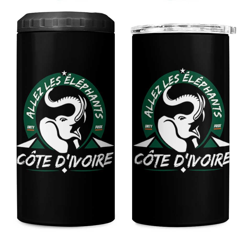 Allez Les Elephants Cote d'Ivoire Soccer Fan 4 in 1 Can Cooler Tumbler Ivory Coast Pride Football Lovers