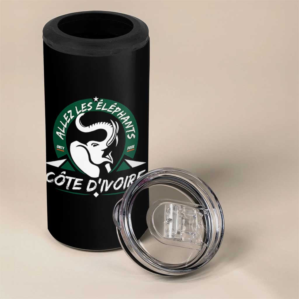 Allez Les Elephants Cote d'Ivoire Soccer Fan 4 in 1 Can Cooler Tumbler Ivory Coast Pride Football Lovers