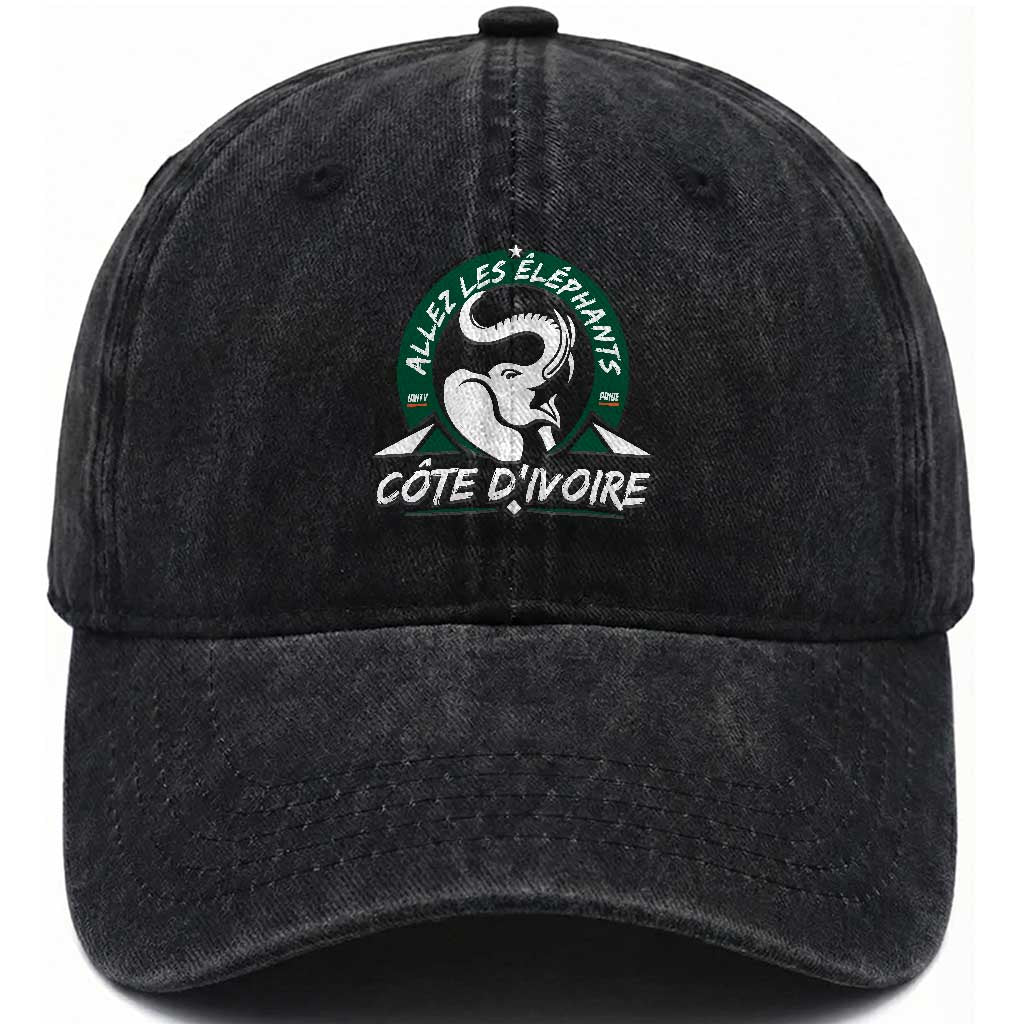 Allez Les Elephants Cote d'Ivoire Soccer Fan Washed Cotton Baseball Cap Ivory Coast Pride Football Lovers