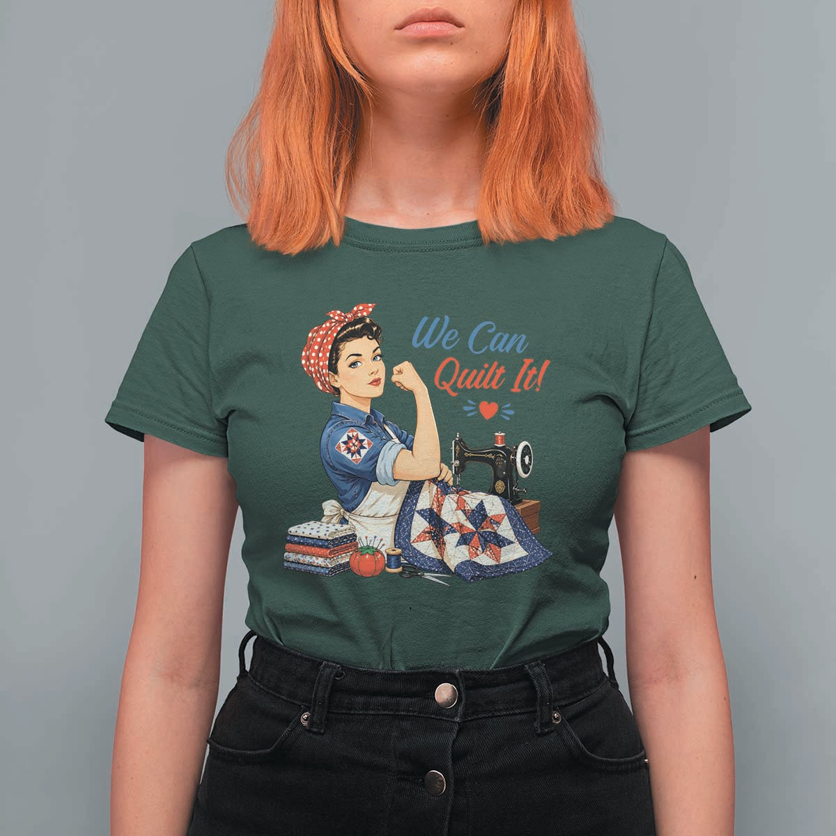 Funny Rosie We Can Quilt It T Shirt For Women Quilting Sewing Crafty Joke