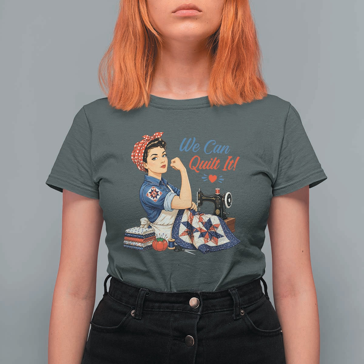 Funny Rosie We Can Quilt It T Shirt For Women Quilting Sewing Crafty Joke