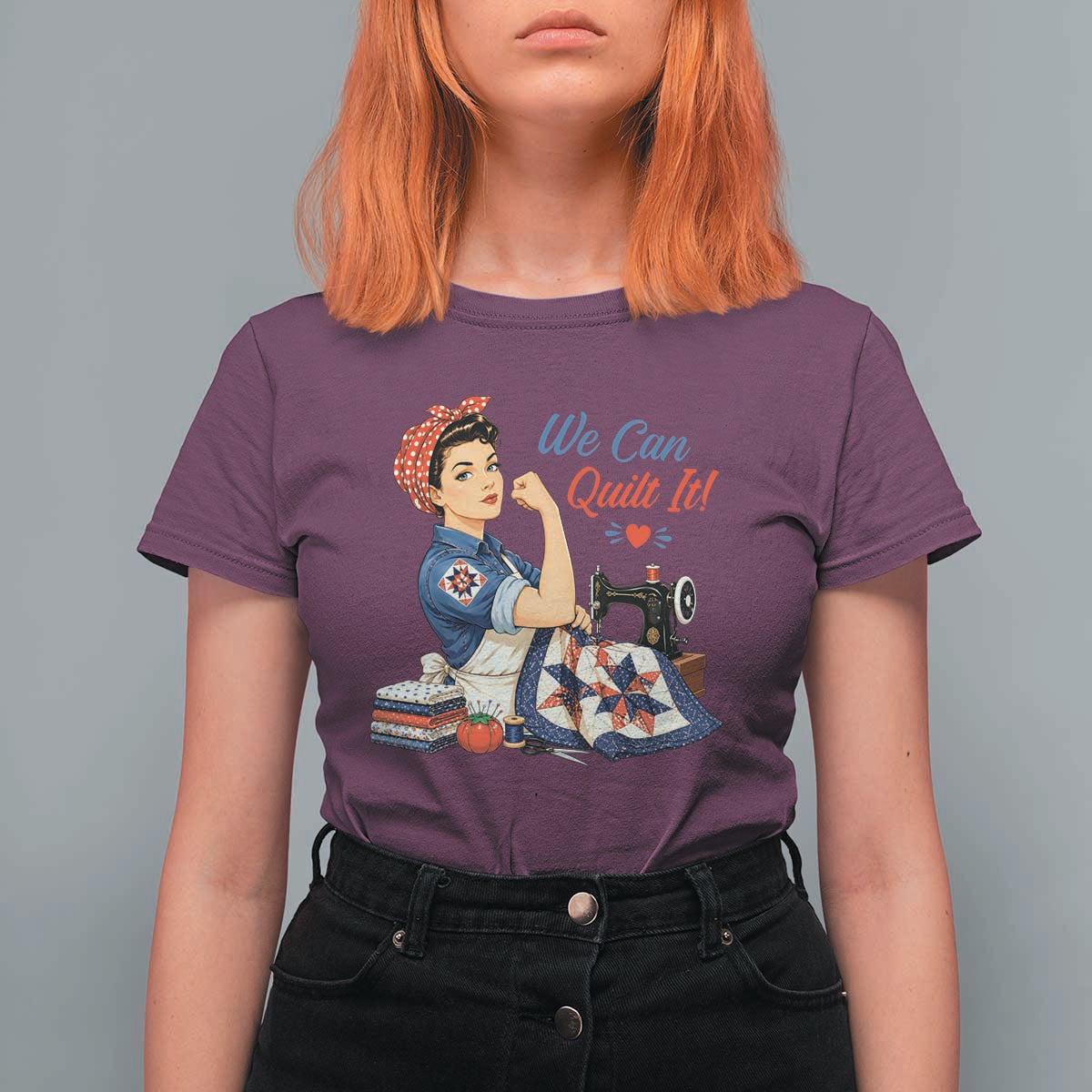 Funny Rosie We Can Quilt It T Shirt For Women Quilting Sewing Crafty Joke
