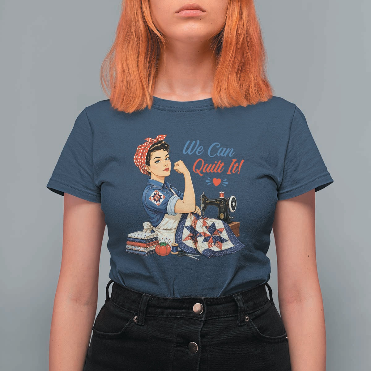 Funny Rosie We Can Quilt It T Shirt For Women Quilting Sewing Crafty Joke