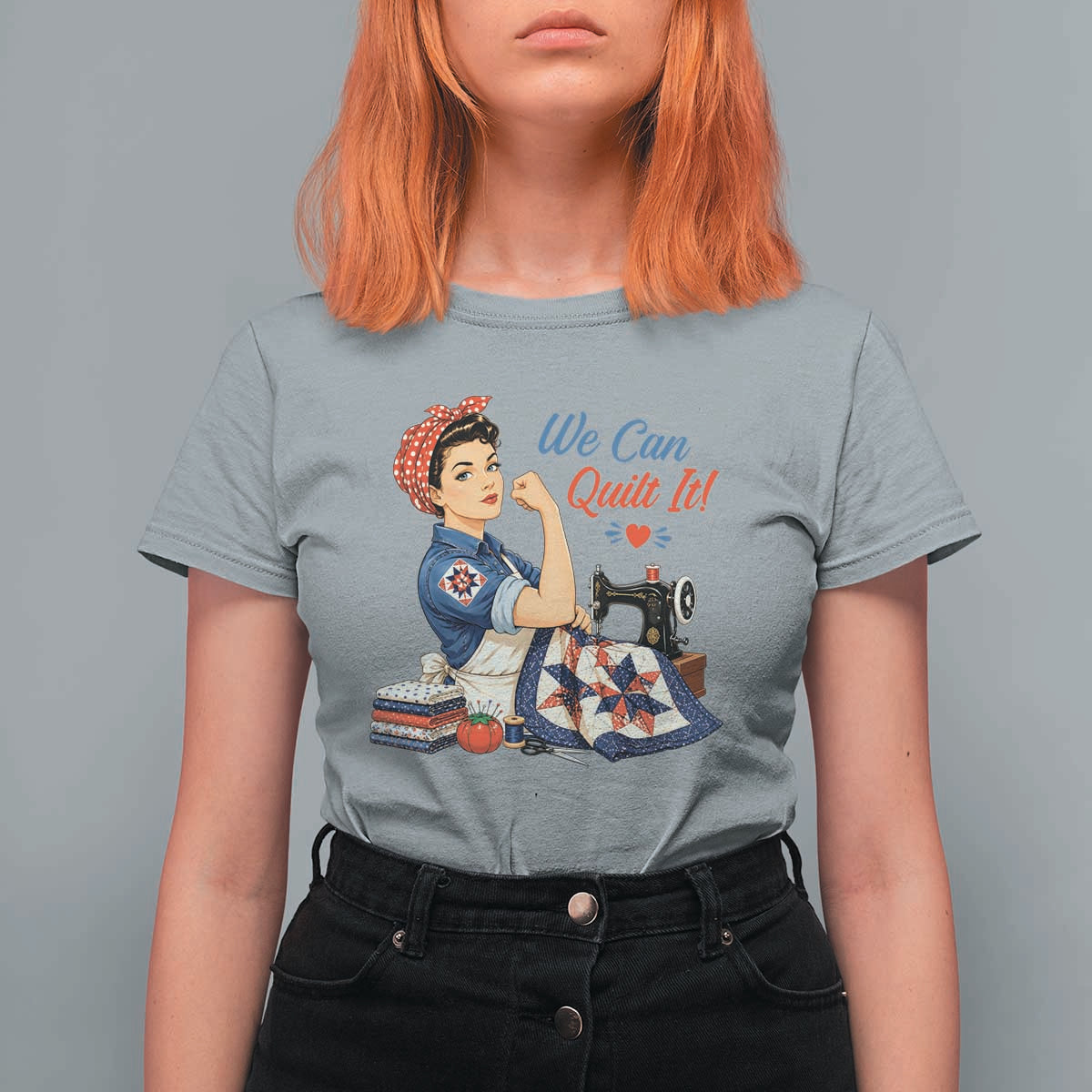 Funny Rosie We Can Quilt It T Shirt For Women Quilting Sewing Crafty Joke