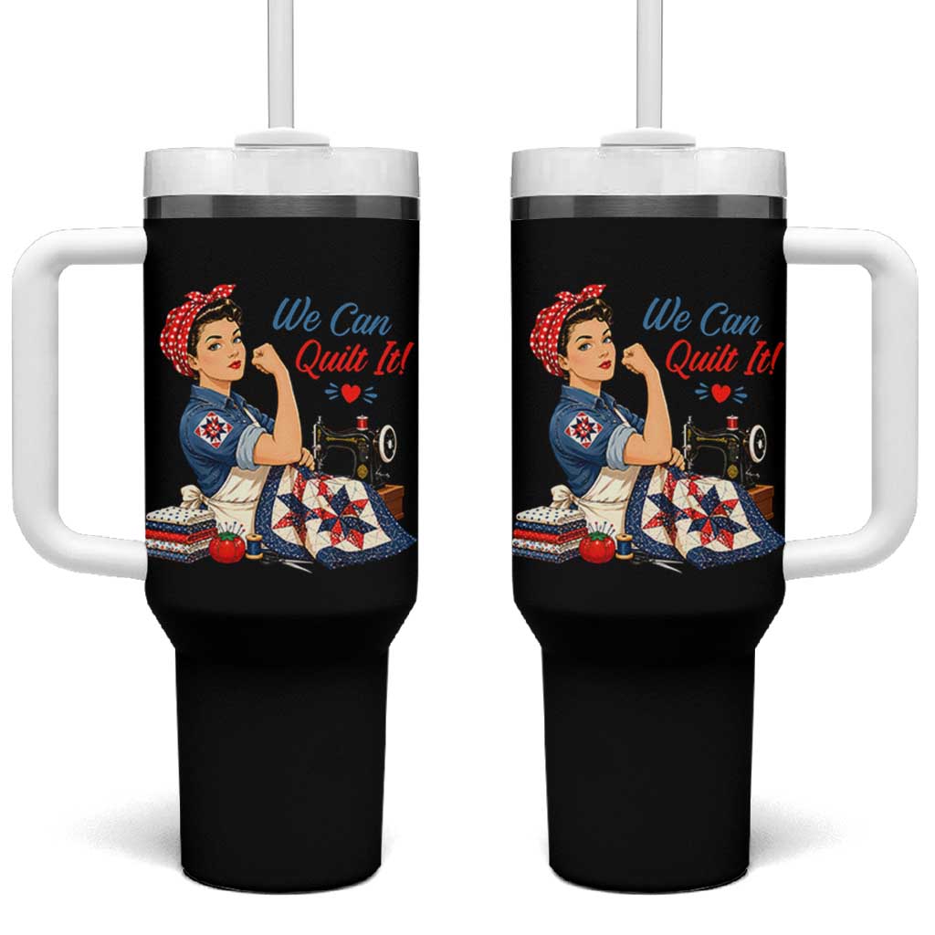 Funny Rosie We Can Quilt It Tumbler With Handle Quilting Sewing Crafty Joke