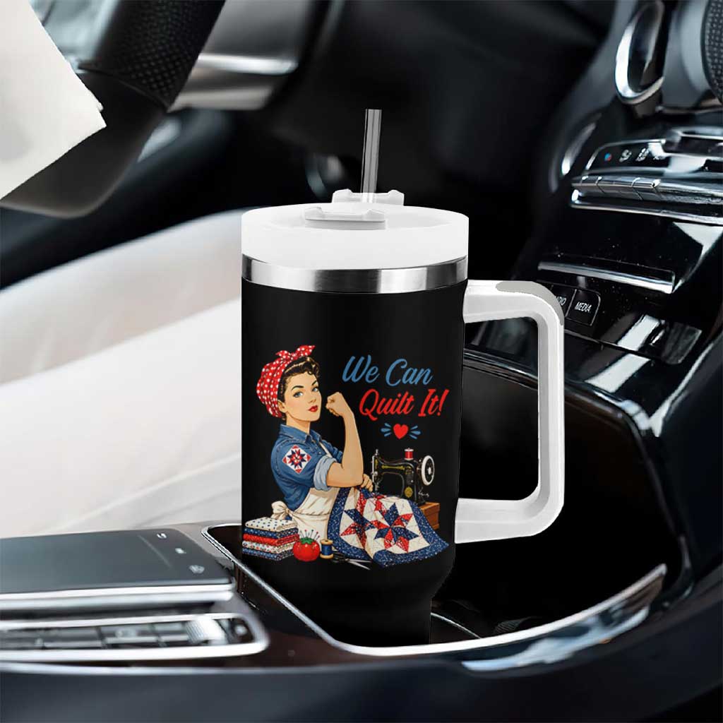 Funny Rosie We Can Quilt It Tumbler With Handle Quilting Sewing Crafty Joke