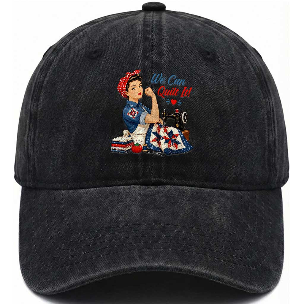 Funny Rosie We Can Quilt It Washed Cotton Baseball Cap Quilting Sewing Crafty Joke