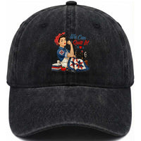 Funny Rosie We Can Quilt It Washed Cotton Baseball Cap Quilting Sewing Crafty Joke