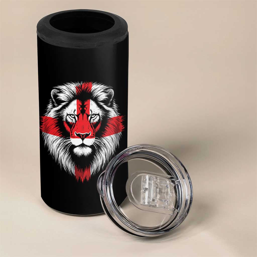 Majestic England Lion Face Graphic 4 in 1 Can Cooler Tumbler Patriotic St. Georges Cross British Pride Heritage