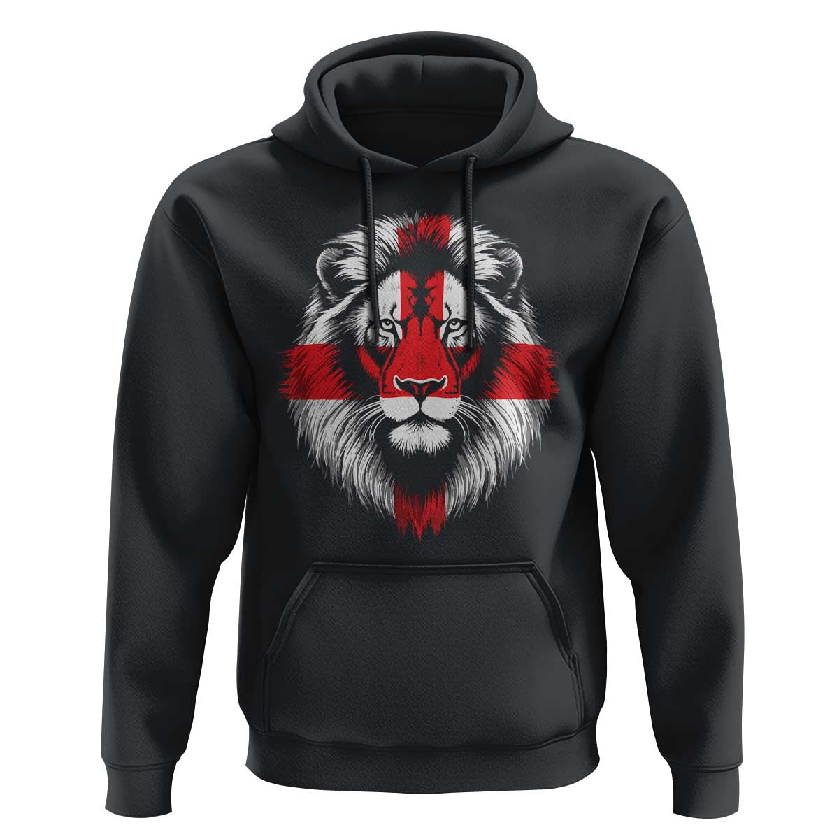 Majestic England Lion Face Graphic Hoodie Patriotic St. Georges Cross British Pride Heritage