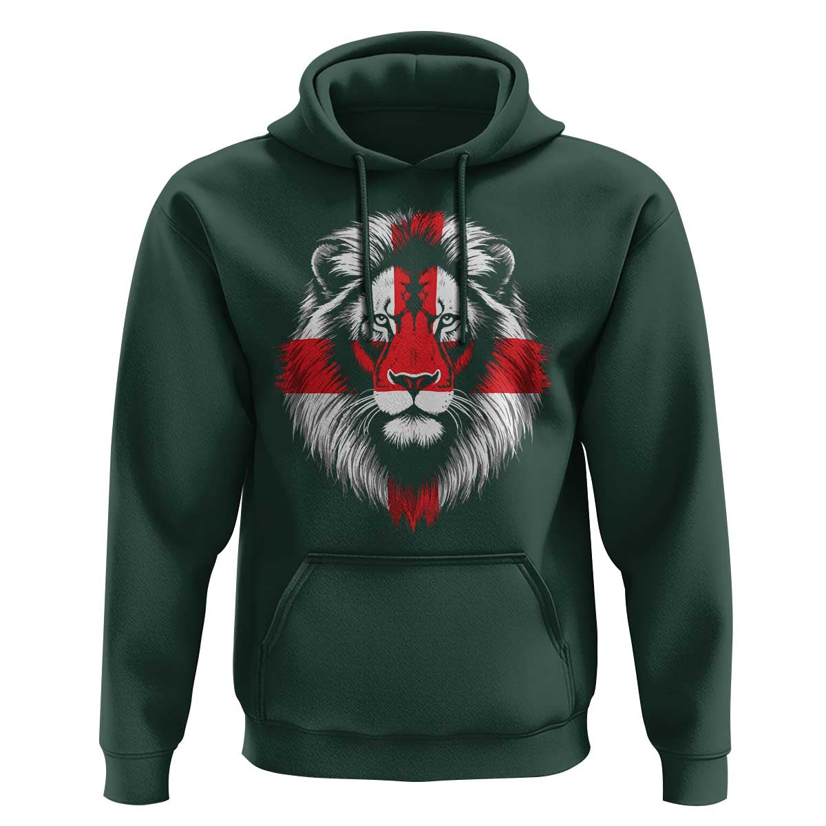 Majestic England Lion Face Graphic Hoodie Patriotic St. Georges Cross British Pride Heritage