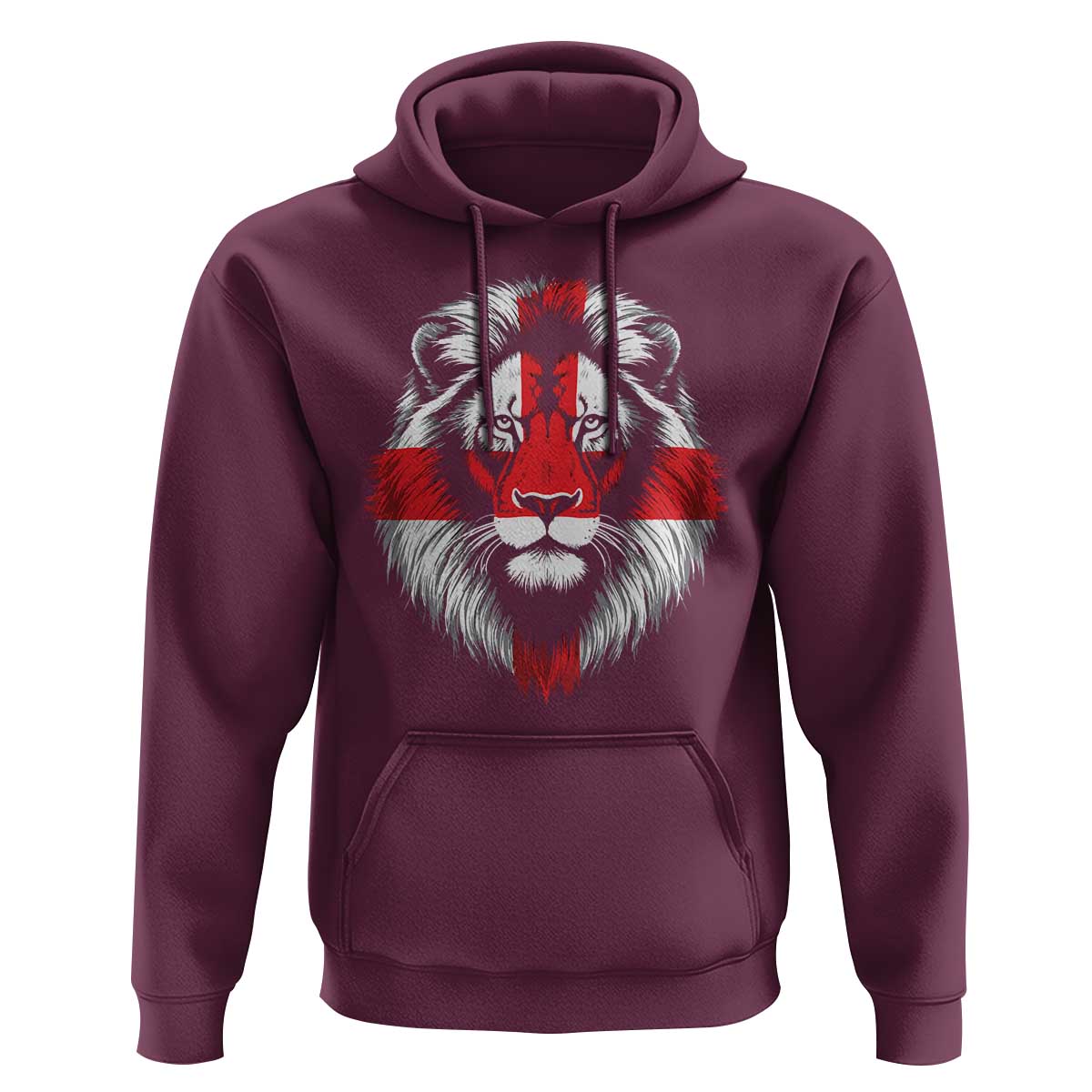 Majestic England Lion Face Graphic Hoodie Patriotic St. Georges Cross British Pride Heritage